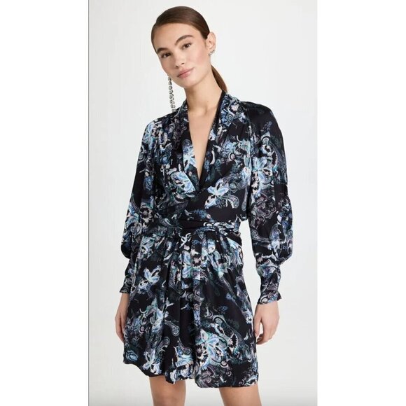 IRO Paris Camolla Faux Wrap Dress Black Womens Size 36 US 4 - Picture 1 of 12